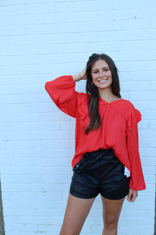 Ruffled Shoulder Top