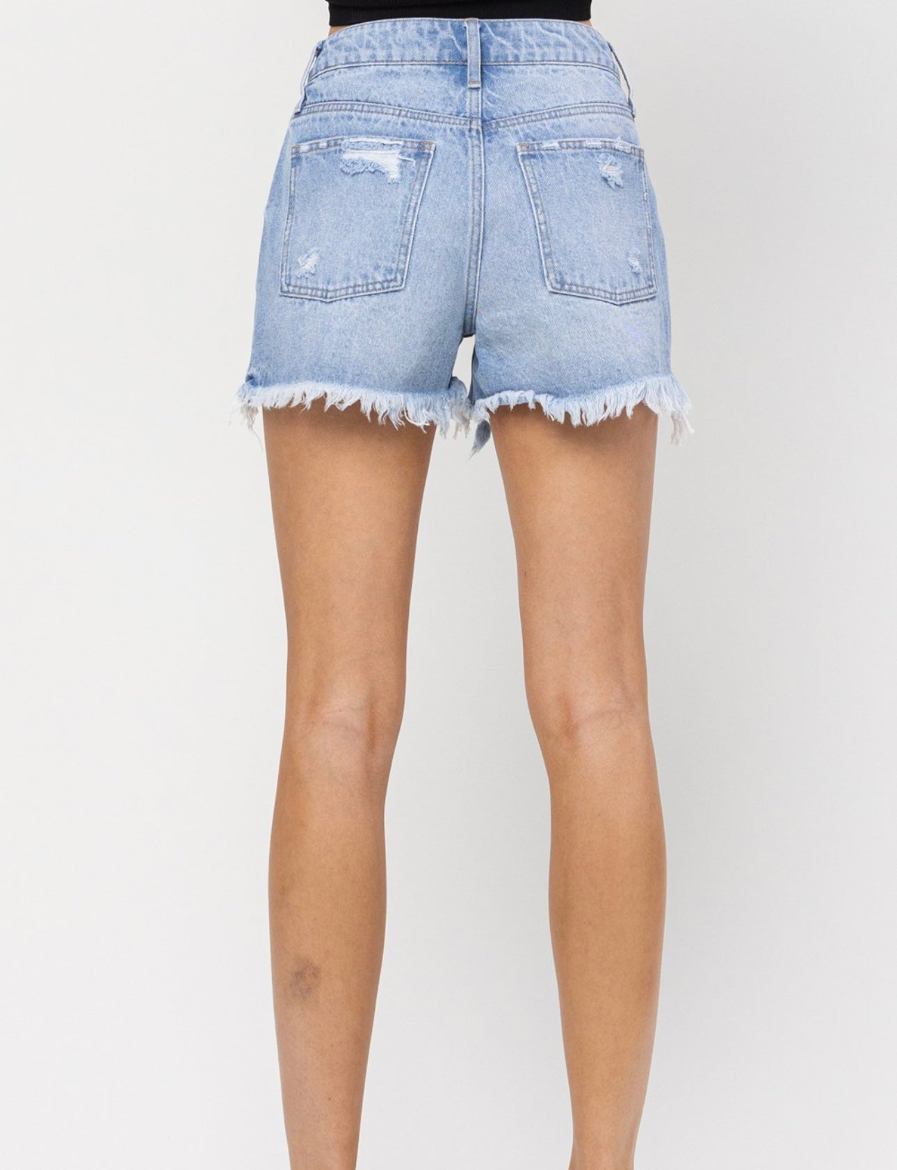 Mid Rise Denim Shorts