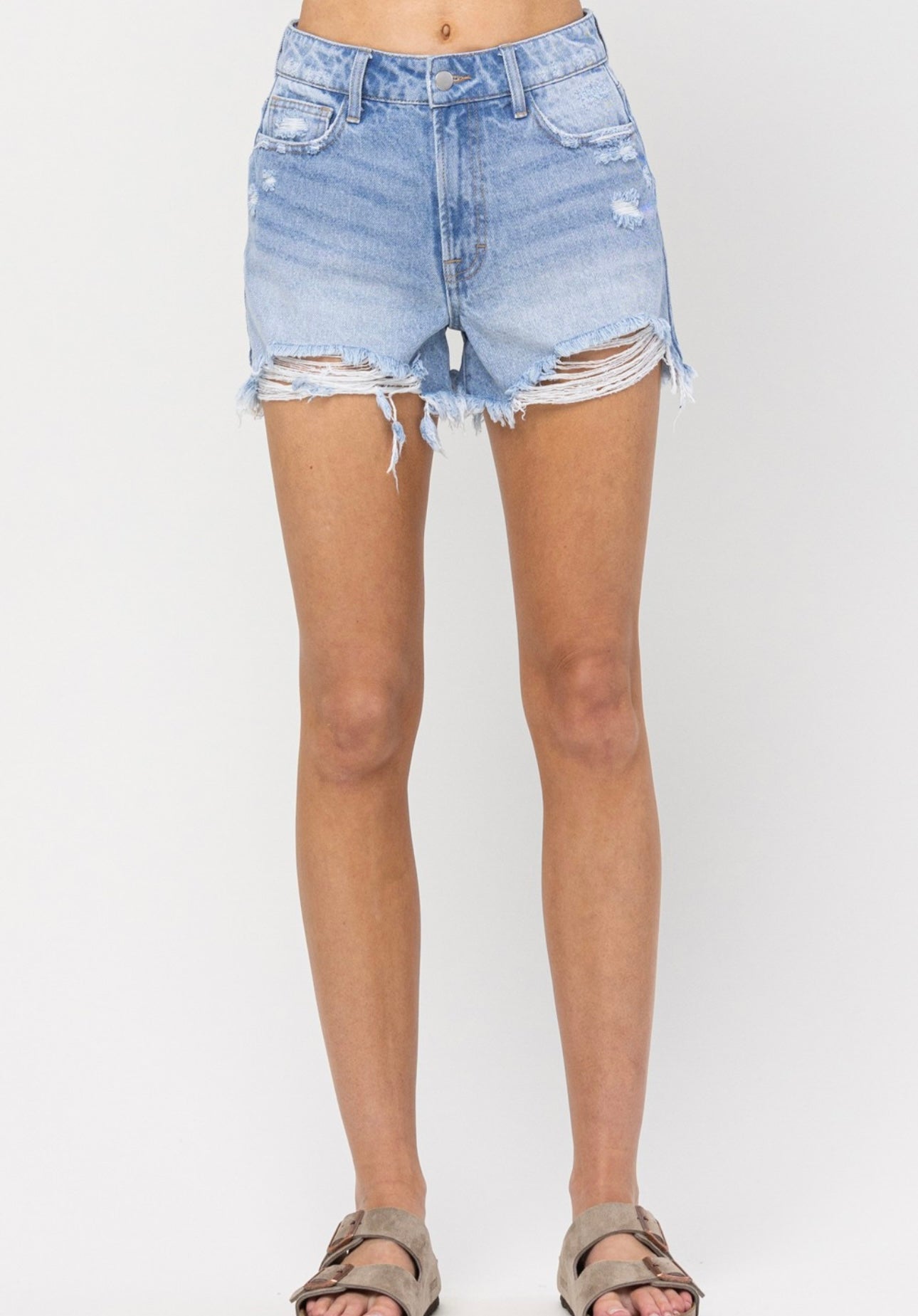 Mid Rise Denim Shorts